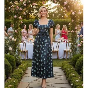 HVN Beverly Maxi Dress 12 Blue NEW